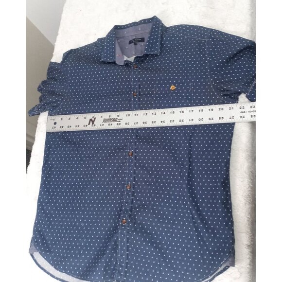 Ted Baker London Men's Mini Boat Embroidered Shirt Size 4 Navy Blue Short Sleeve - Picture 7 of 9